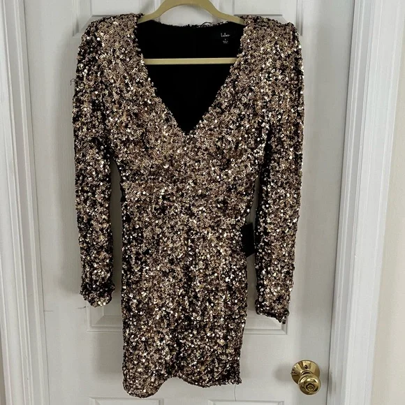 Lulus | Dresses | Nye Gold Mini Cocktail Dress | Poshmark